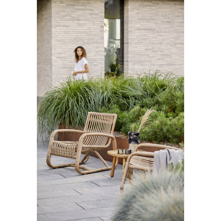 Natural Rattan-Like Outdoor Patio Chair with Arms