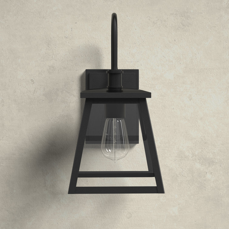 Belmore Modern Industrial Black Outdoor Wall Lantern with Clear Glass