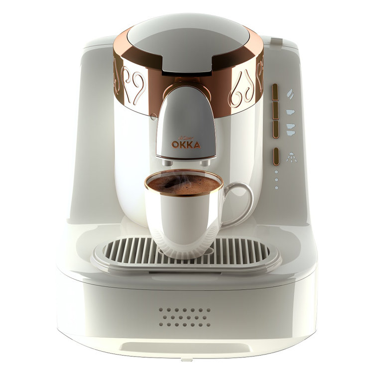White and Copper Matte Finish Automatic Turkish Coffee Machine