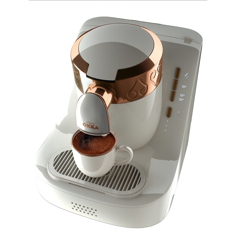 White and Copper Matte Finish Automatic Turkish Coffee Machine