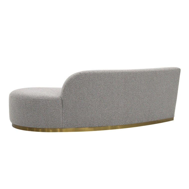 Simona Modern Curved 150'' Grey Fabric Sofa with Track Arms