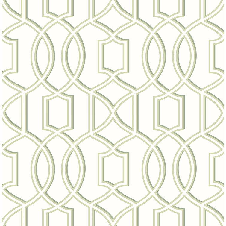 Green and White Geometric Trellis Removable Wallpaper