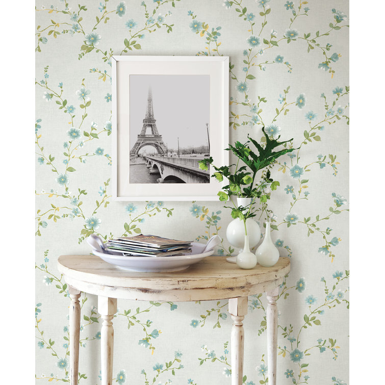 Light Blue Floral Removable Washable Wallpaper