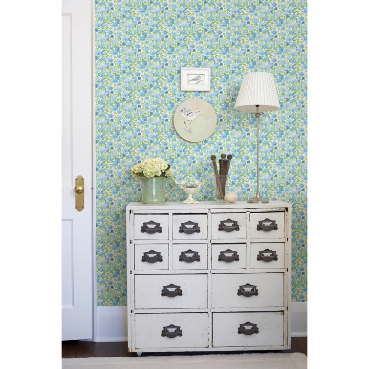 Sky Blue Floral Non-woven Removable Wallpaper Roll