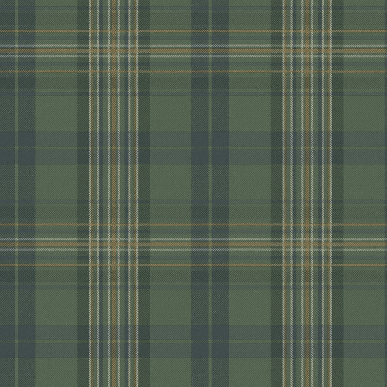 Green and Blue Tartan Plaid Pre-pasted Wallpaper Roll
