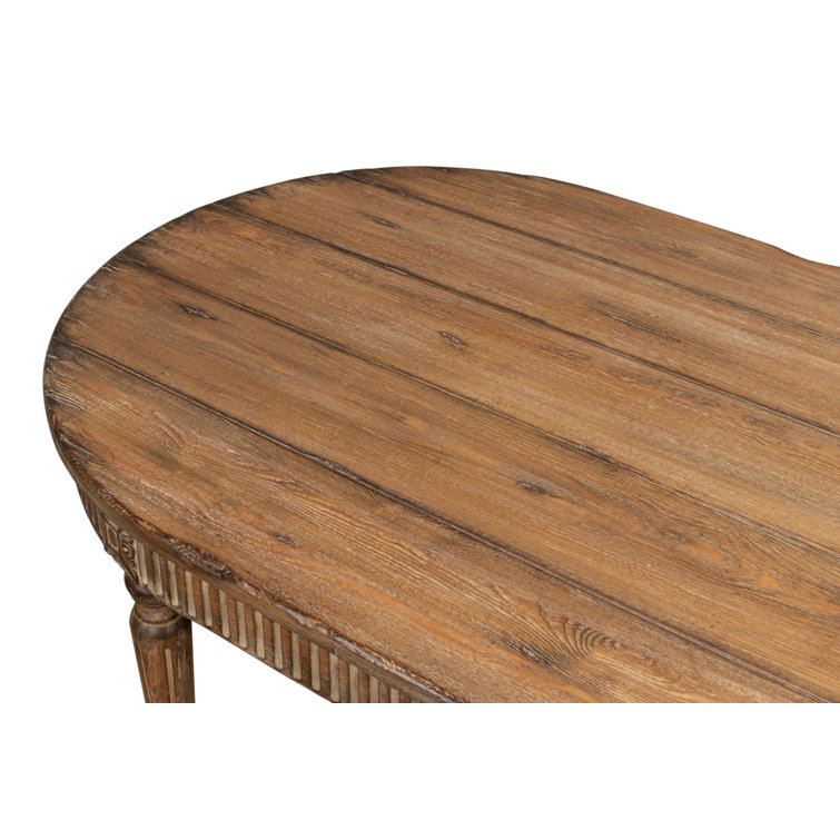 Brown Oval Extendable Wood Dining Table