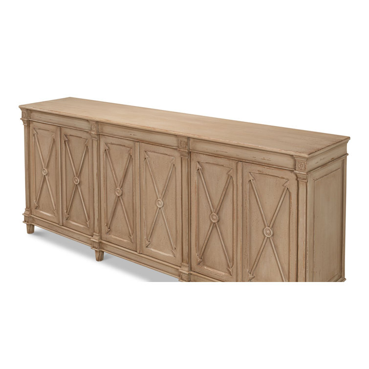 96'' Dark Beige Pine Traditional Sideboard