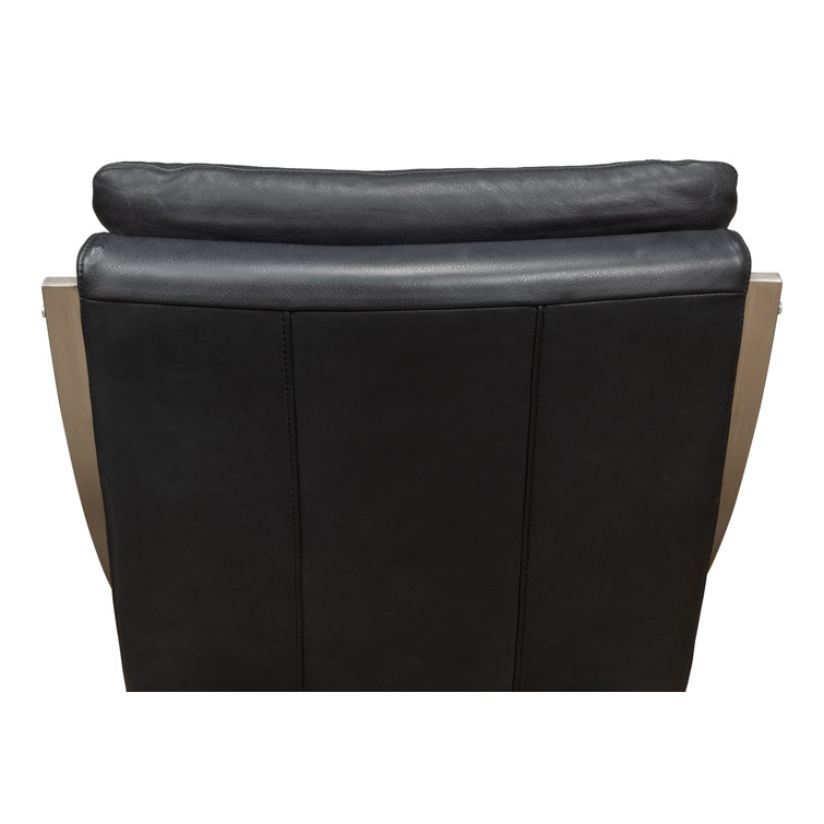 Brown Genuine Leather and Metal Armless Chair