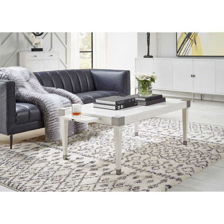 Lexington Gray Tufted Leather Stationary Sofa