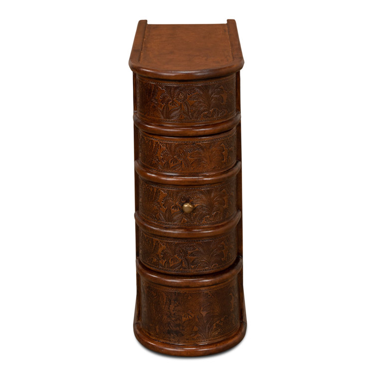 Barnes Embossed Leather and Brass 24" Rectangular End Table