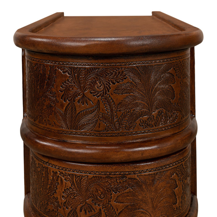 Barnes Embossed Leather and Brass 24" Rectangular End Table