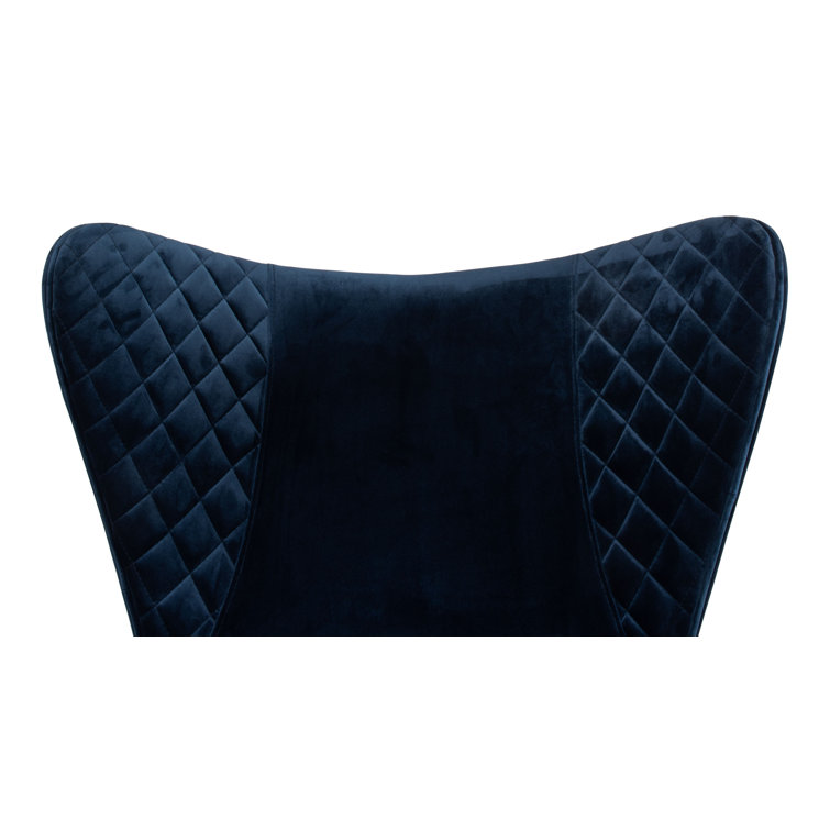 Contemporary Blue Velvet Wingback Arm Chair with Oak Legs