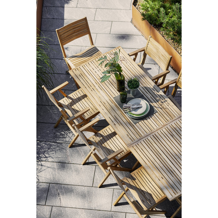 Teak Folding Patio Chair with Gray Cushions