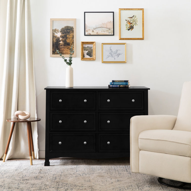 Ebony Horizontal Double Nursery Dresser with 6 Spacious Drawers