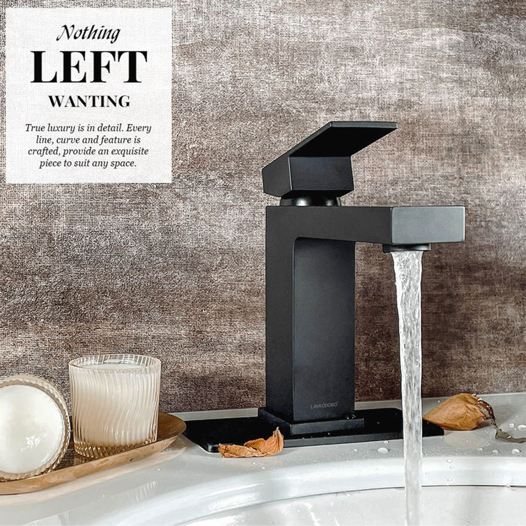 Matte Black Single Handle Brass Bathroom Faucet with Drain Assembly
