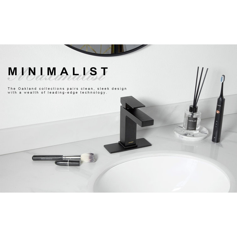 Matte Black Single Handle Brass Bathroom Faucet with Drain Assembly