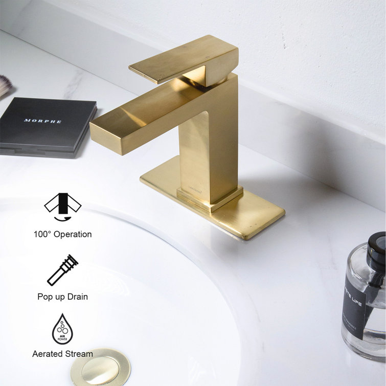 Brushed Gold Single Handle Square Bathroom Faucet