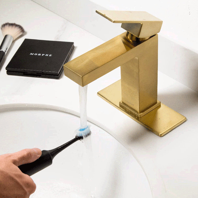 Brushed Gold Single Handle Square Bathroom Faucet