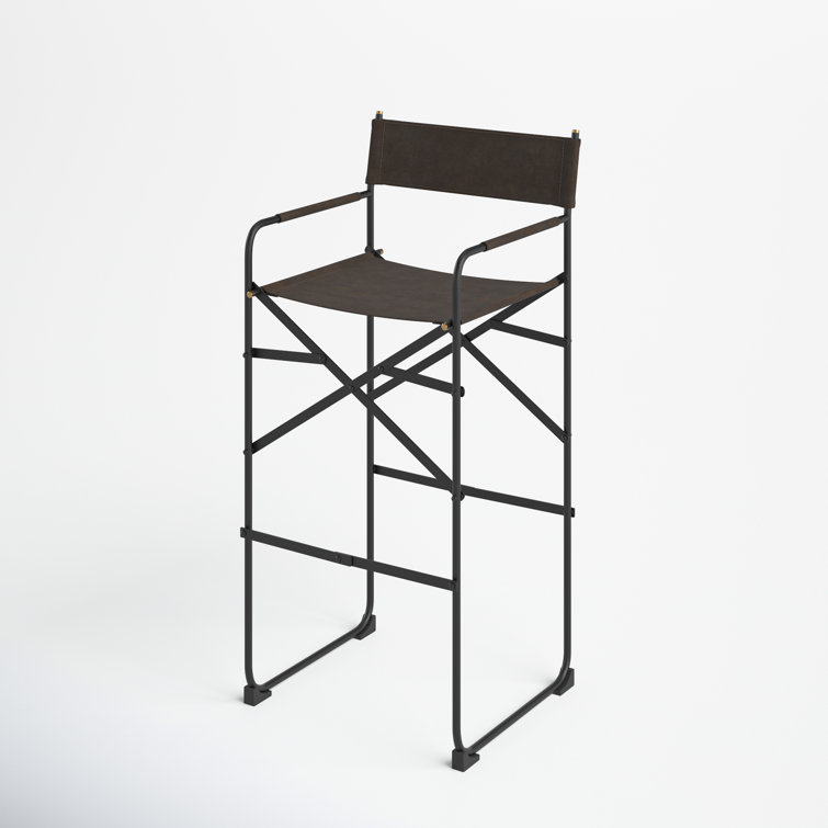Direttore Dark Brown Leather and Metal Bar Stool