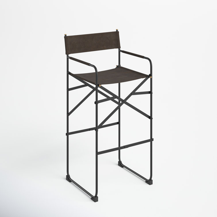 Direttore Dark Brown Leather and Metal Bar Stool