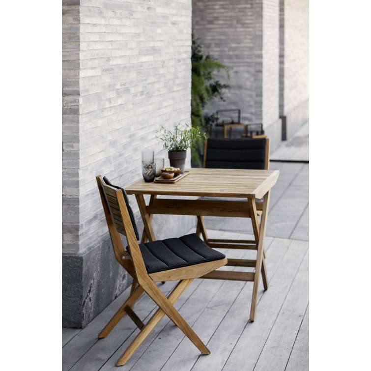 Teak Folding Patio Chair with Gray Cushions