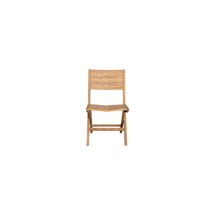 Teak Folding Patio Chair with Gray Cushions