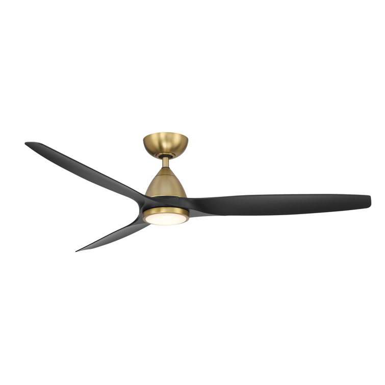 Soft Brass and Matte Black 62" Smart Ceiling Fan with LED Light and Remote