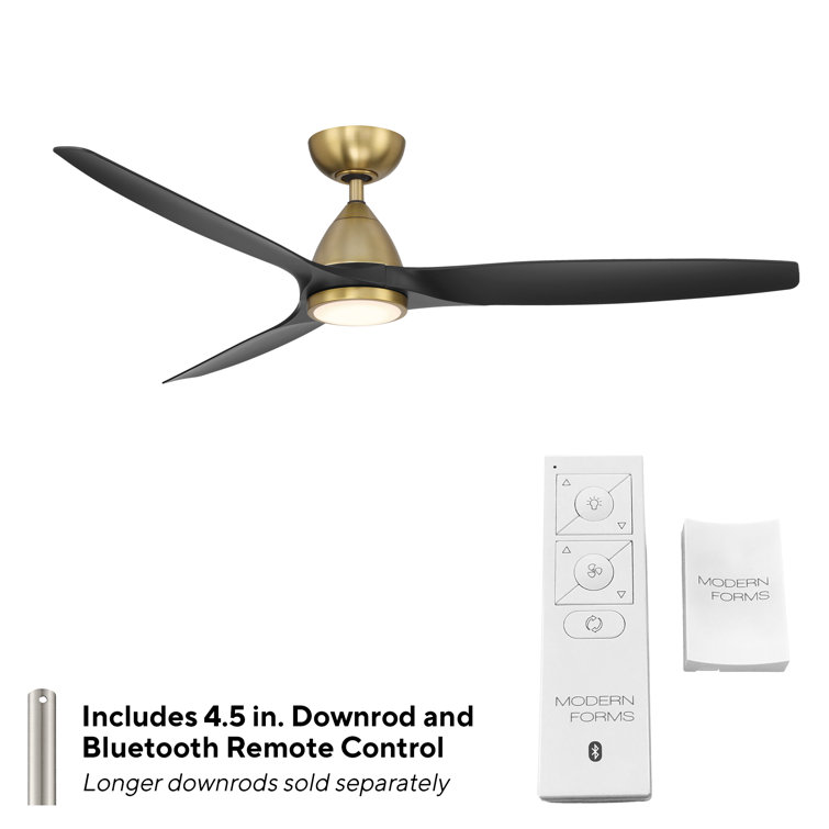 Soft Brass and Matte Black 62" Smart Ceiling Fan with LED Light and Remote