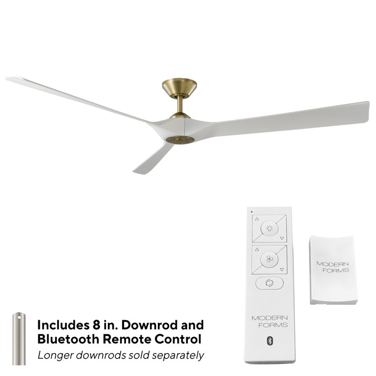70'' Soft Brass Matte White Smart Ceiling Fan with Remote