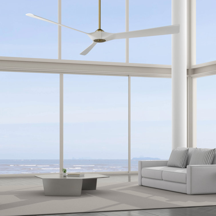 70'' Soft Brass Matte White Smart Ceiling Fan with Remote