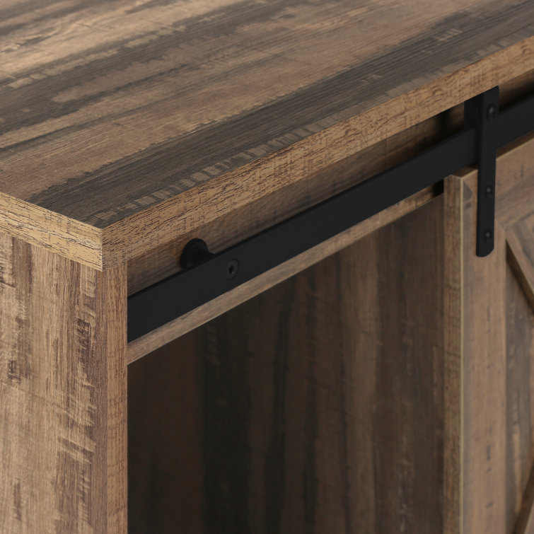 Brown Reclaimed Wood TV Stand with Sliding Doors