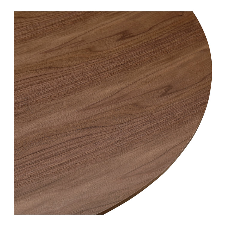 Walnut Round Pedestal Coffee Table with Minimalist Design