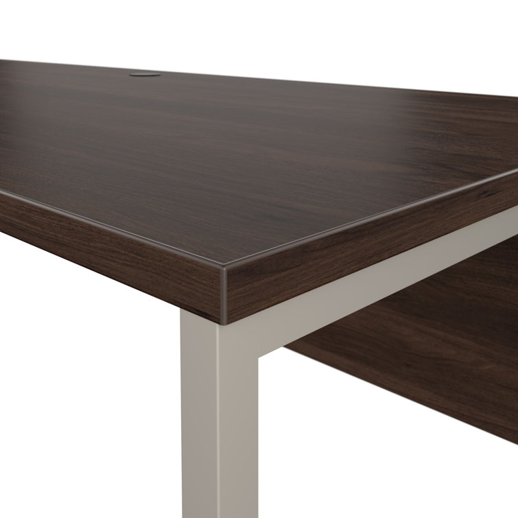 Modern Black Walnut 72" Computer Desk with Metal Legs