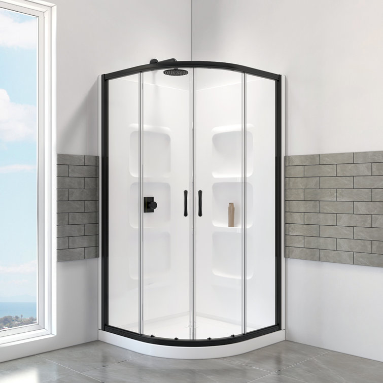38'' x 38'' Matte Black Framed Round Shower Enclosure