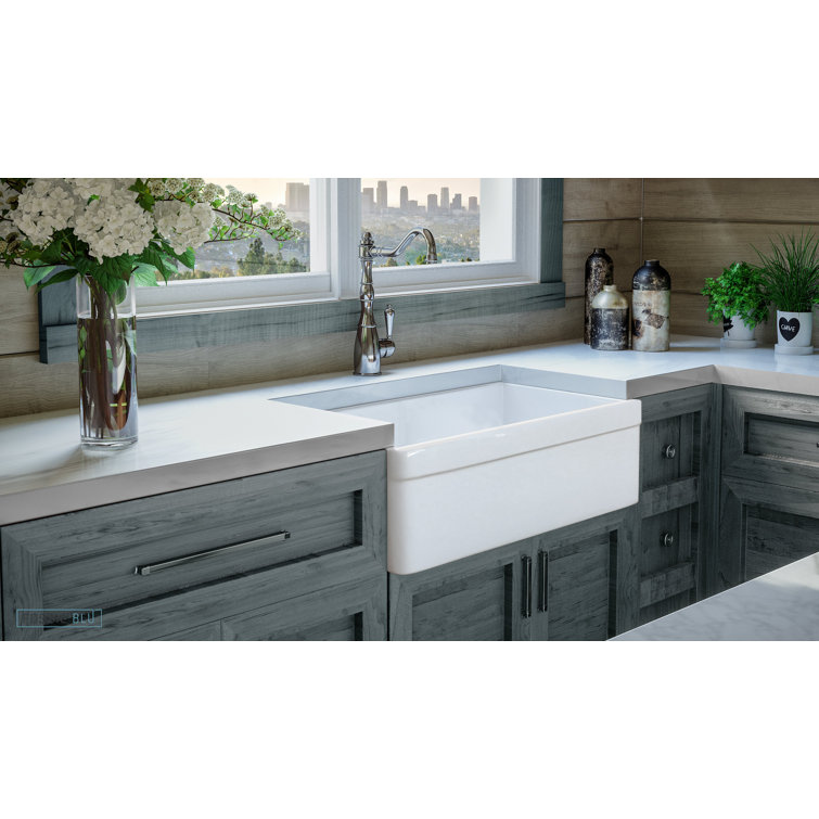 Luxury Glossy White Fireclay Farmhouse Kitchen Sink