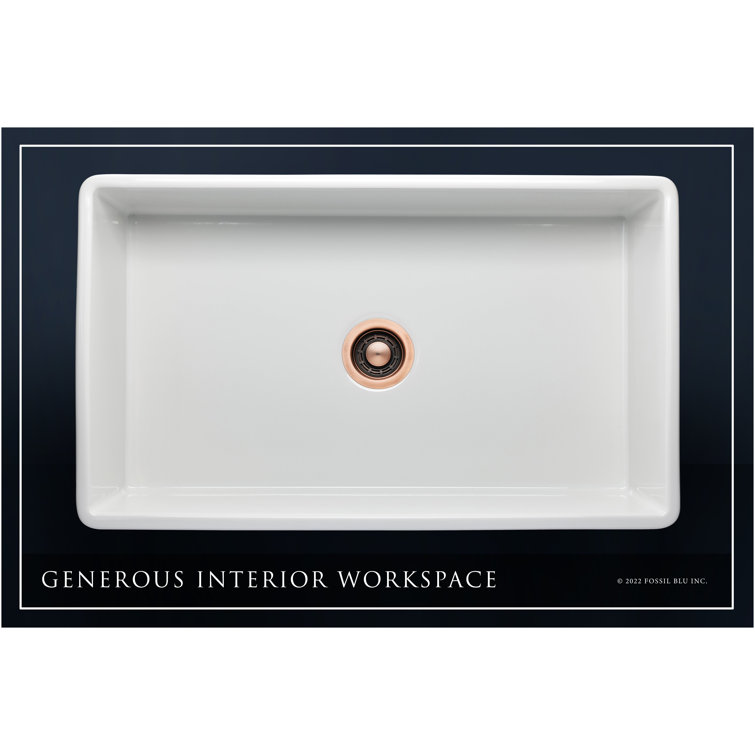 Glossy White Fireclay Farmhouse Apron-Front Sink
