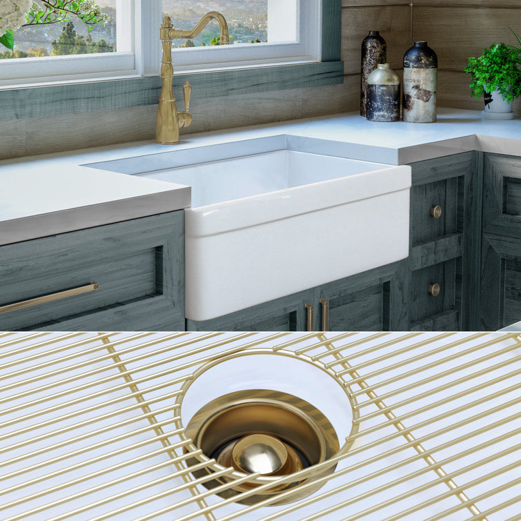 Luxury Glossy White Fireclay Farmhouse Kitchen Sink