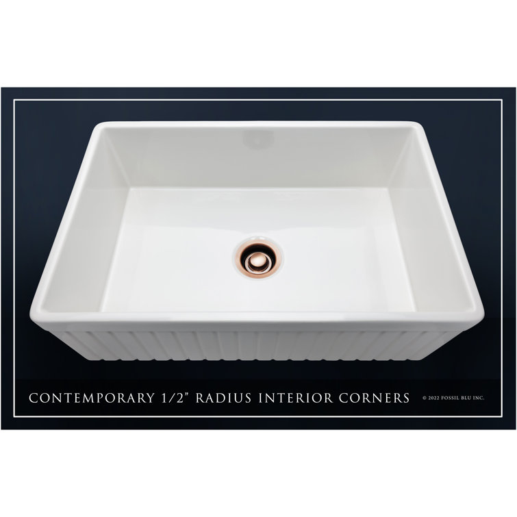 Glossy White Fireclay Farmhouse Apron-Front Sink