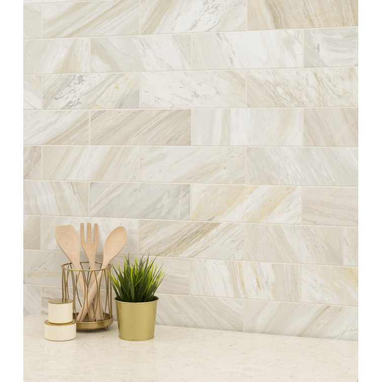Athena Gold 4" x 12" Honed Marble Subway Tile