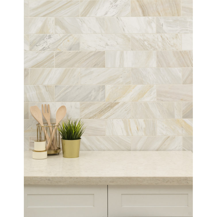 Athena Gold 4" x 12" Honed Marble Subway Tile