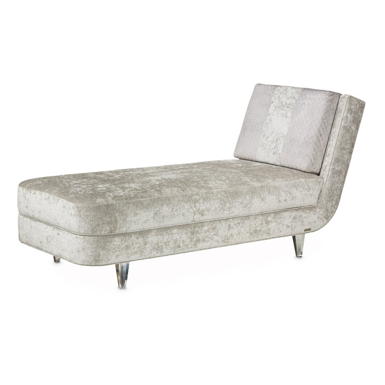 Silver Velvet Armless Chaise with Acrylic Feet