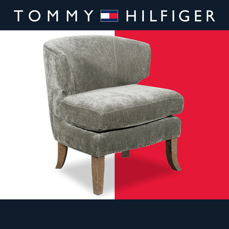 Smoke Gray Velvet Barrel Accent Chair with Manufactured Wood Legs