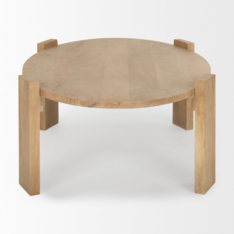 Light Brown Mango Wood Oval Coffee Table