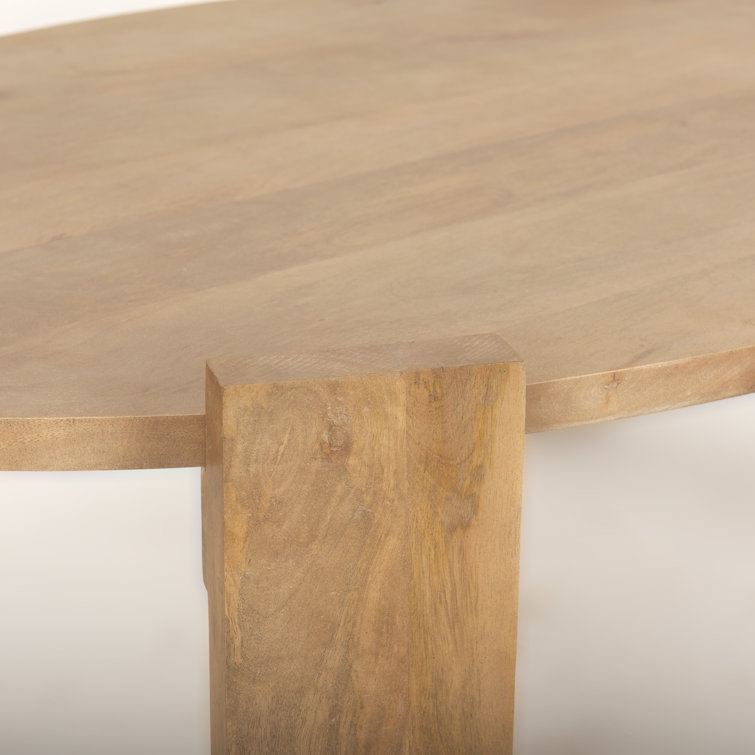 Light Brown Mango Wood Oval Coffee Table