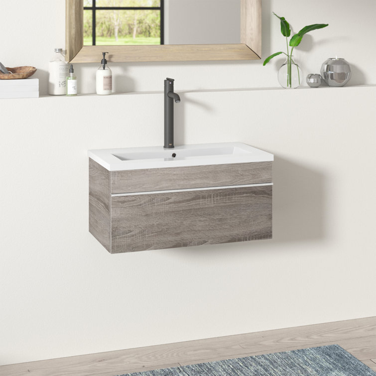 Arlie 30'' Brown Wall-Mount Single Sink Vanity