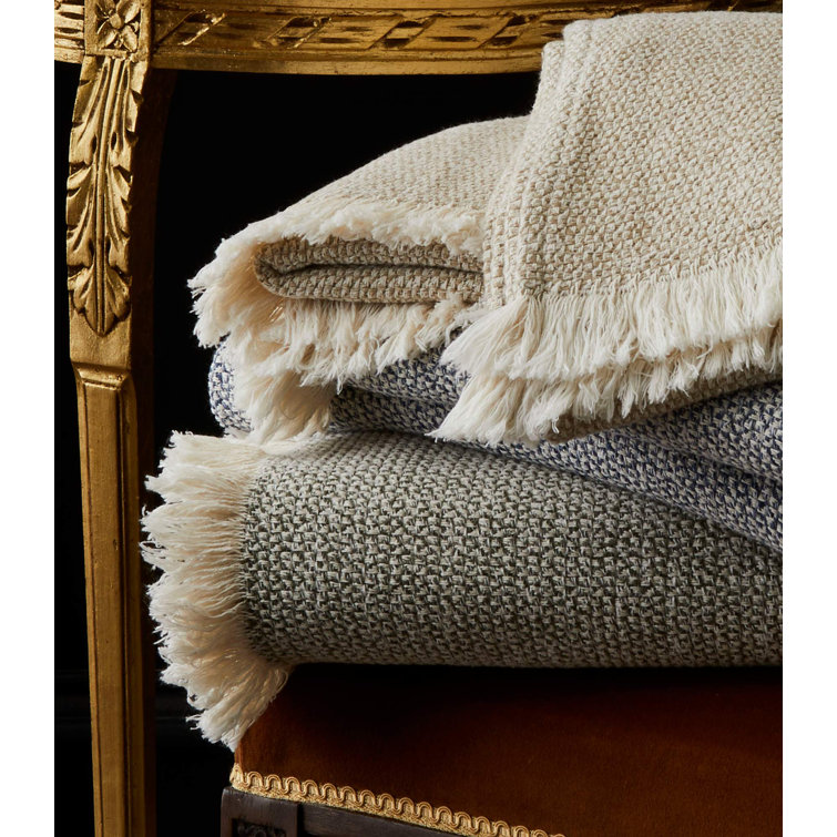 Santa Fe Brush-Fringed Biscuit Cotton Throw - 50" x 70"