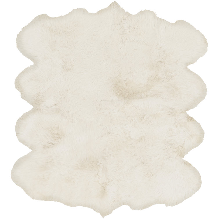 Ivory Elegance 72" Square Handmade Sheepskin Area Rug