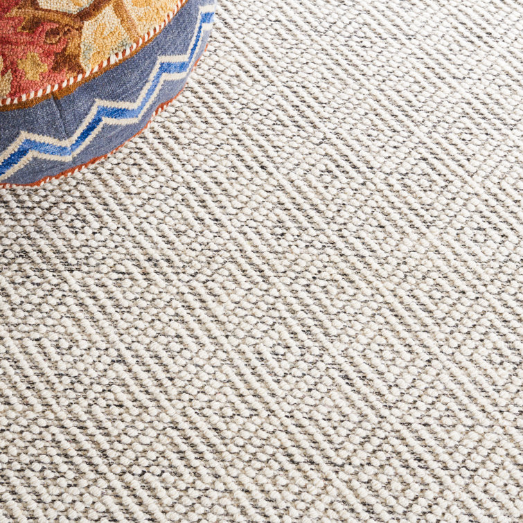 Ivory and Light Grey Hand-Tufted Wool Square Rug
