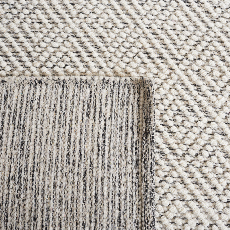 Ivory and Light Grey Hand-Tufted Wool Square Rug