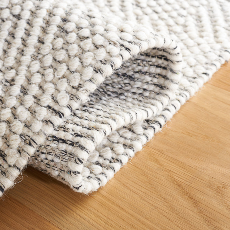 Ivory and Light Grey Hand-Tufted Wool Square Rug